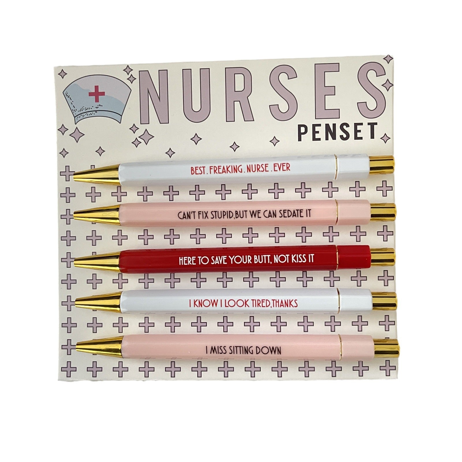 Wholesale Nurse Theme Incentive Text FUCK Plastic Pen 5 Pieces/set